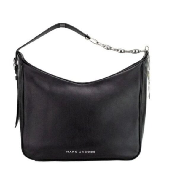 MARC JACOBS THE TEMPO LEATHER HOBO SHOULDER BAG BLACK - Picture 2 of 16